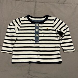 GAP Navy and White Striped Long Sleeve Tee